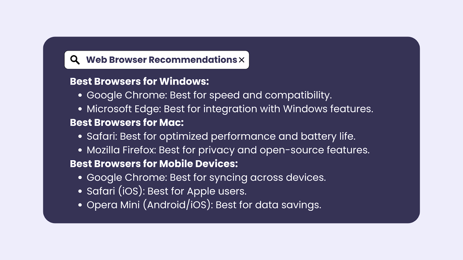 Default Web Browser for User's Device