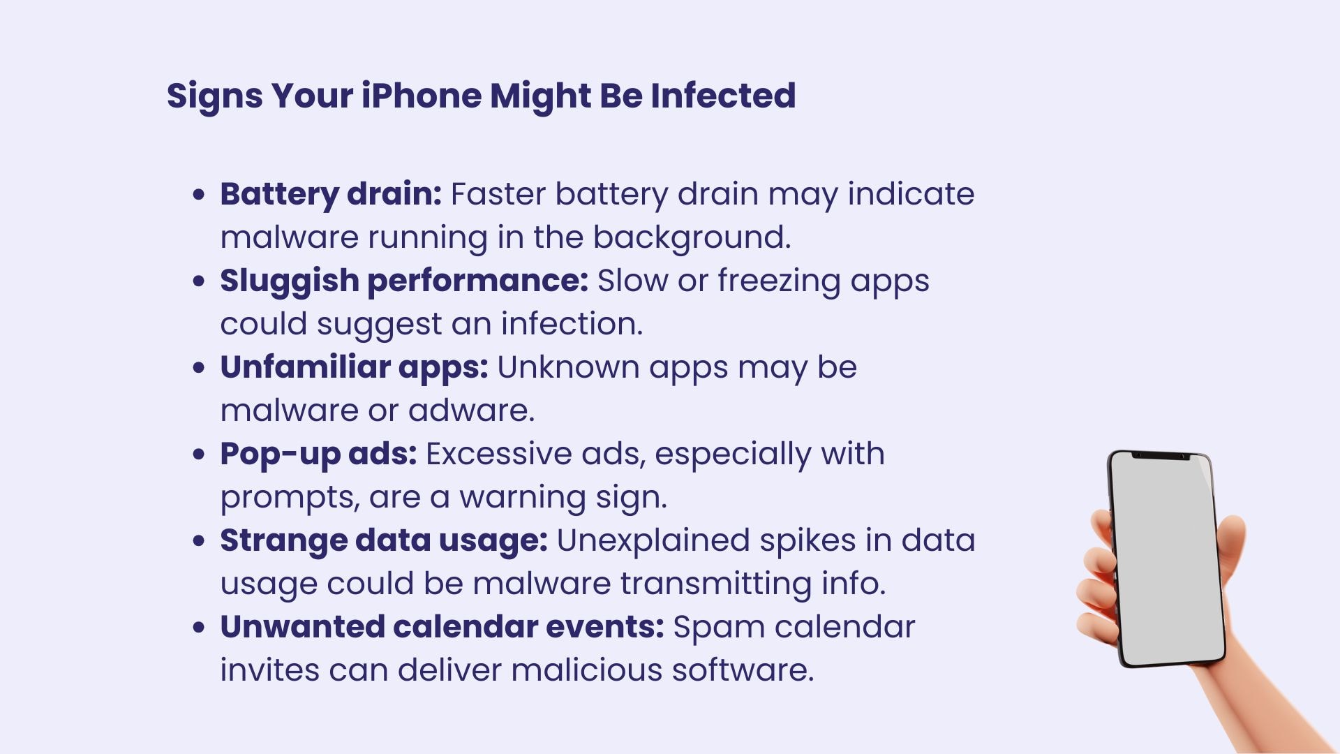 signs of malware infection on iphone