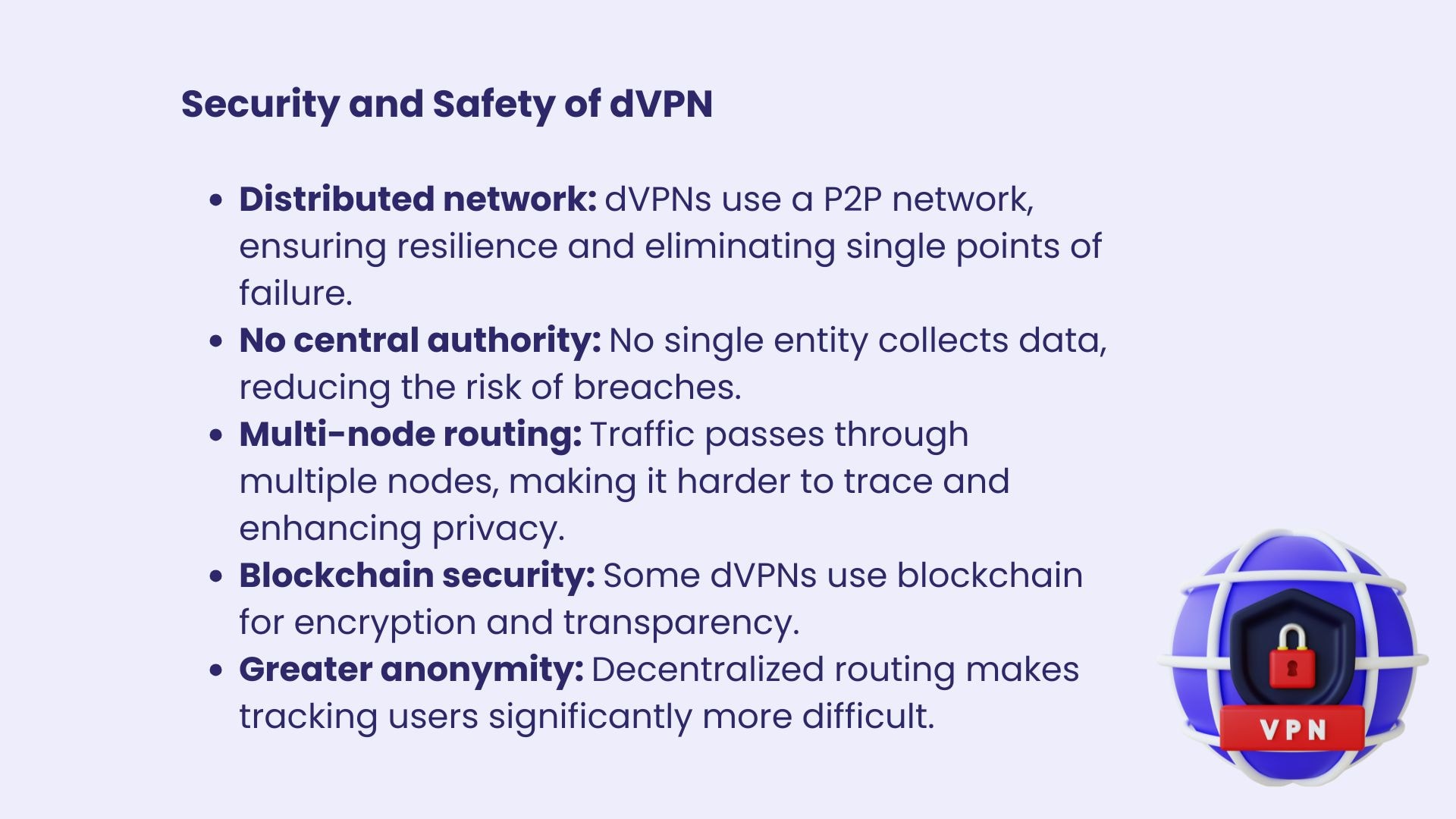 privacy and security of a decentralized vpn service