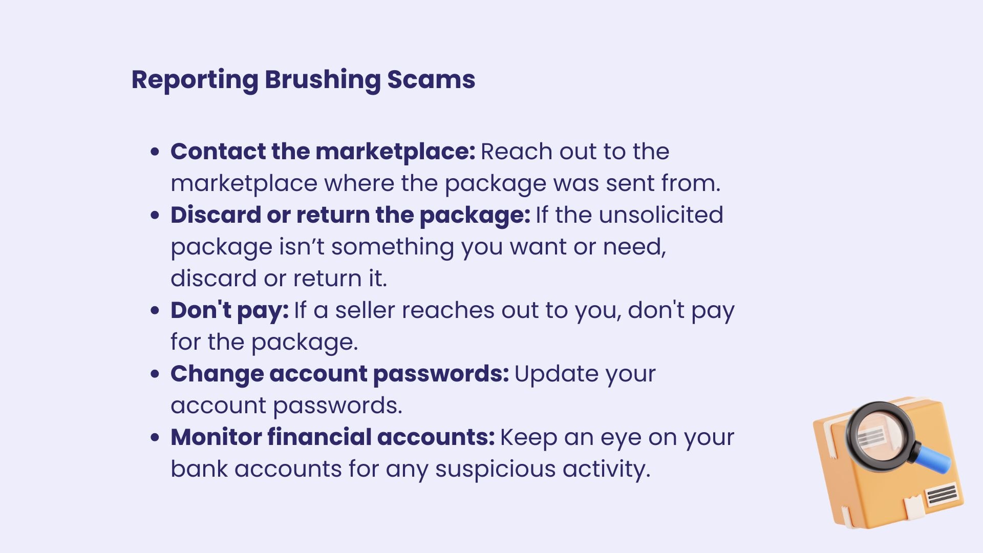 what to do after brushing scam