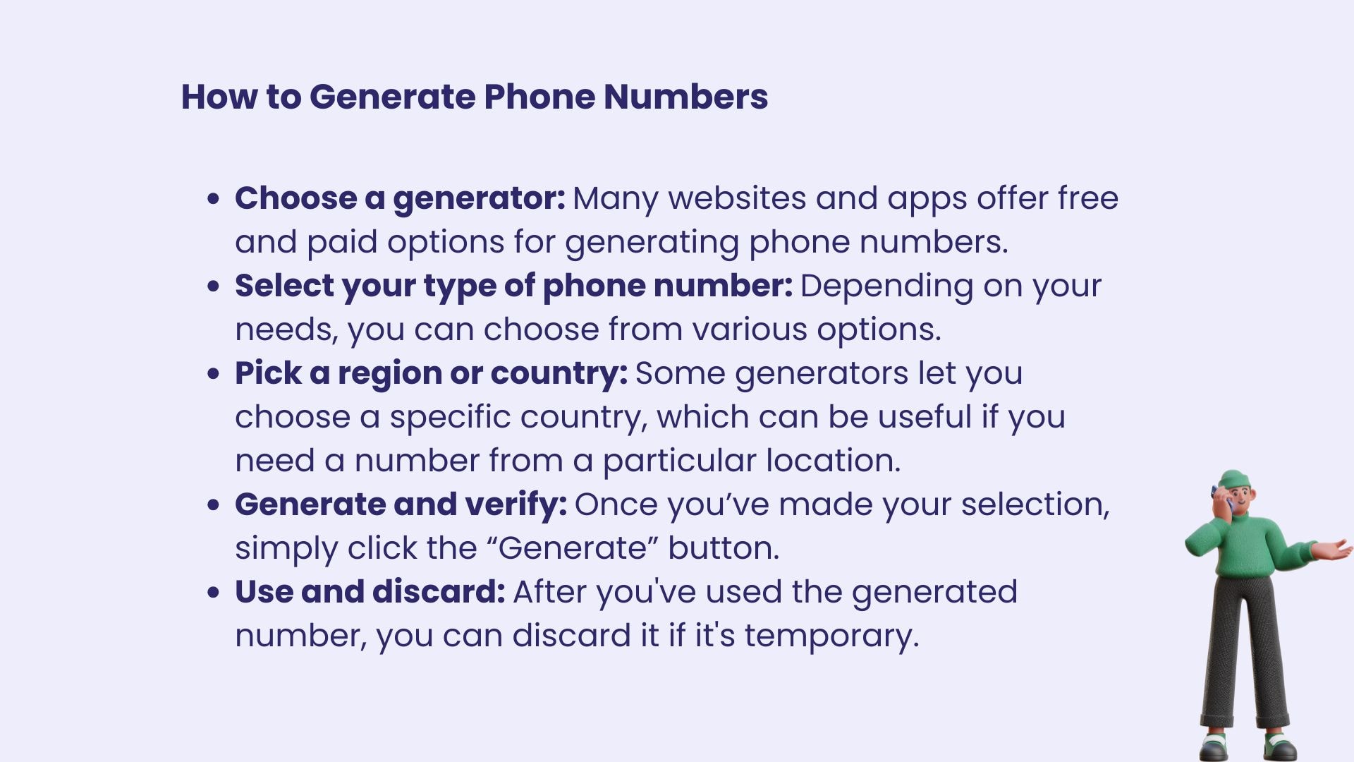 how to generate unique phone numbers