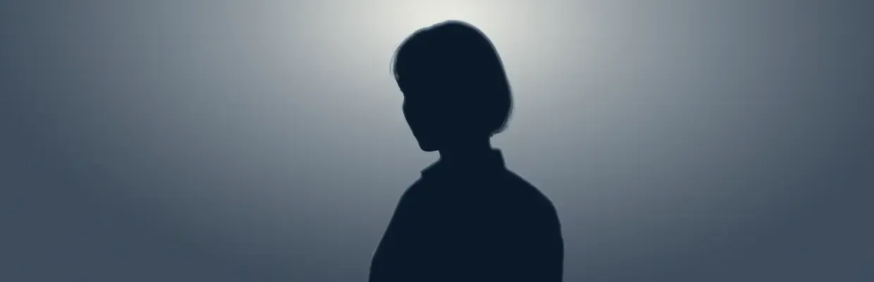 An image of a woman hiding in the dark