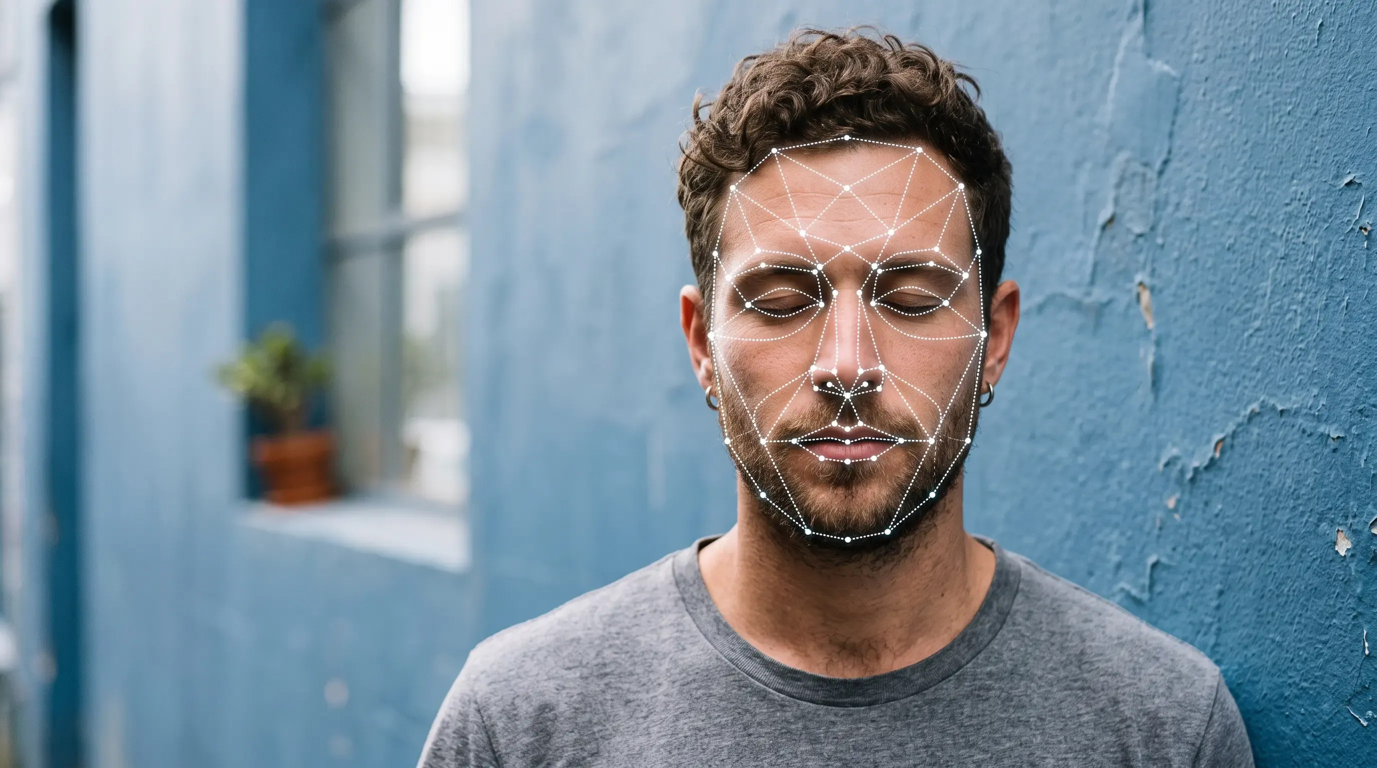 An image of an Australian man subject to facial recognition