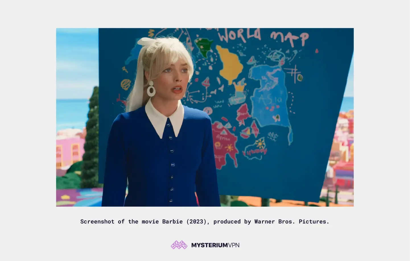 Screenshot of the movie Barbie (2023), produced by Warner Bros. Pictures.