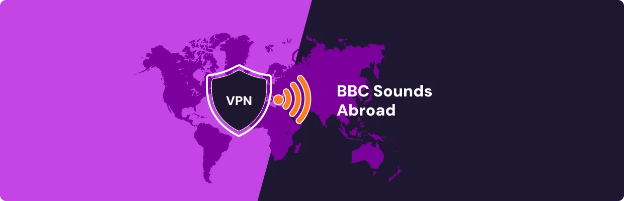 An illustrated shield titled VPN in front of a map of the world