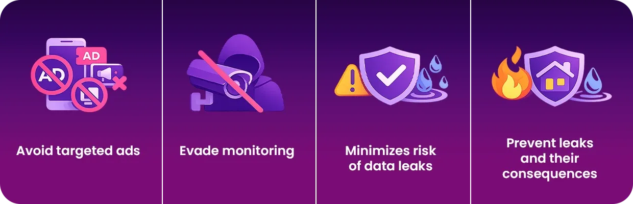 An illustrated image showing different benefits of paying anonymously