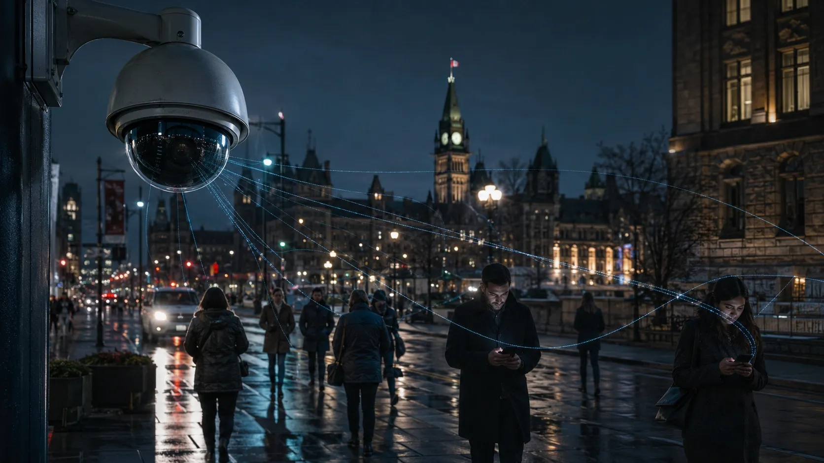 A CCTV in Canada is tracking every single person walking by on the street