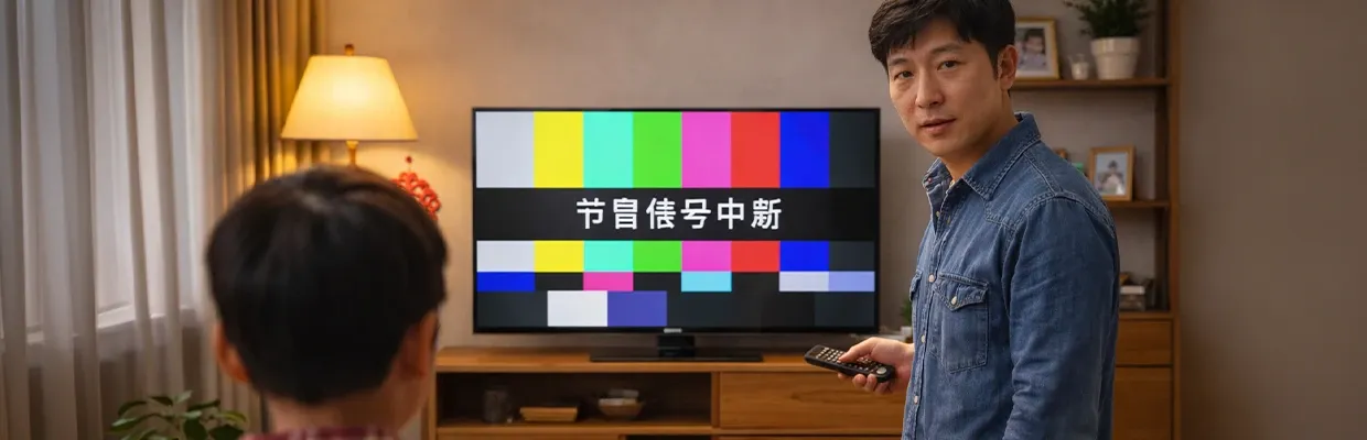 People in China who were watching the news on TV get presented with "Please stand by" message as the signal gets cut due to censorship