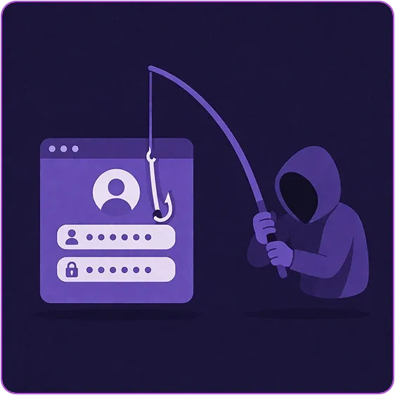 An illustration of a shadowy figure stealing login credentials