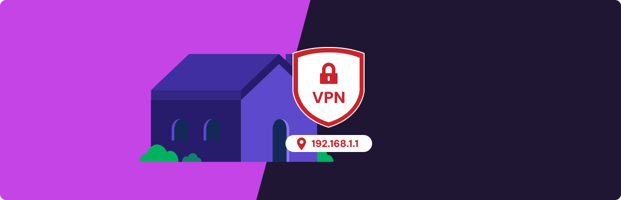 An illustration of a house with its IP address hidden by a VPN