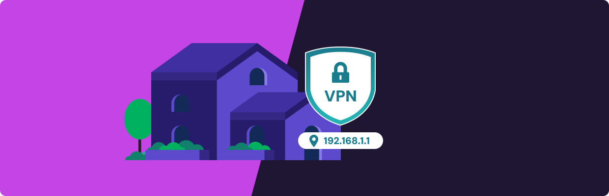 An illustration of a house with its IP address hidden by a VPN