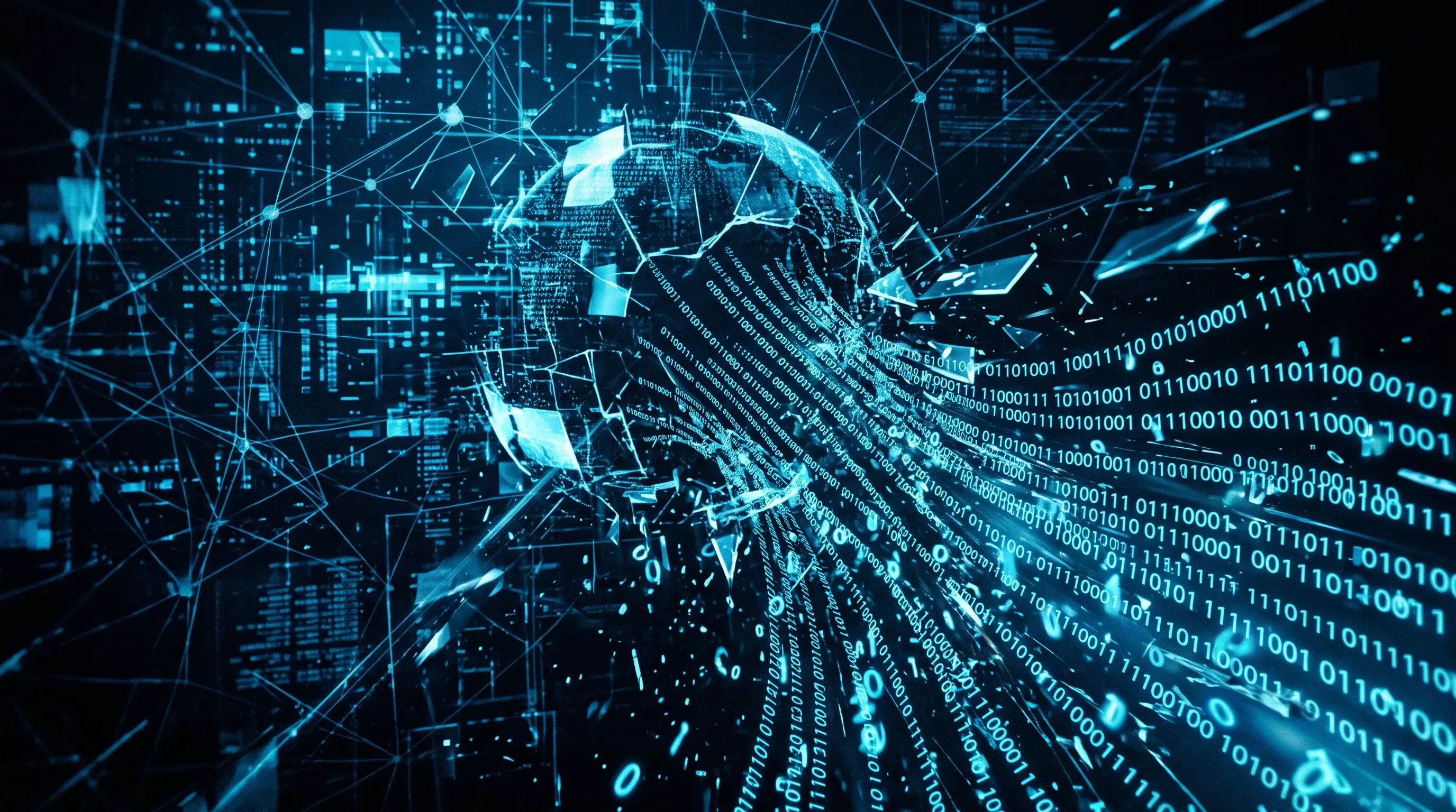 An abstract blue image of a data breach
