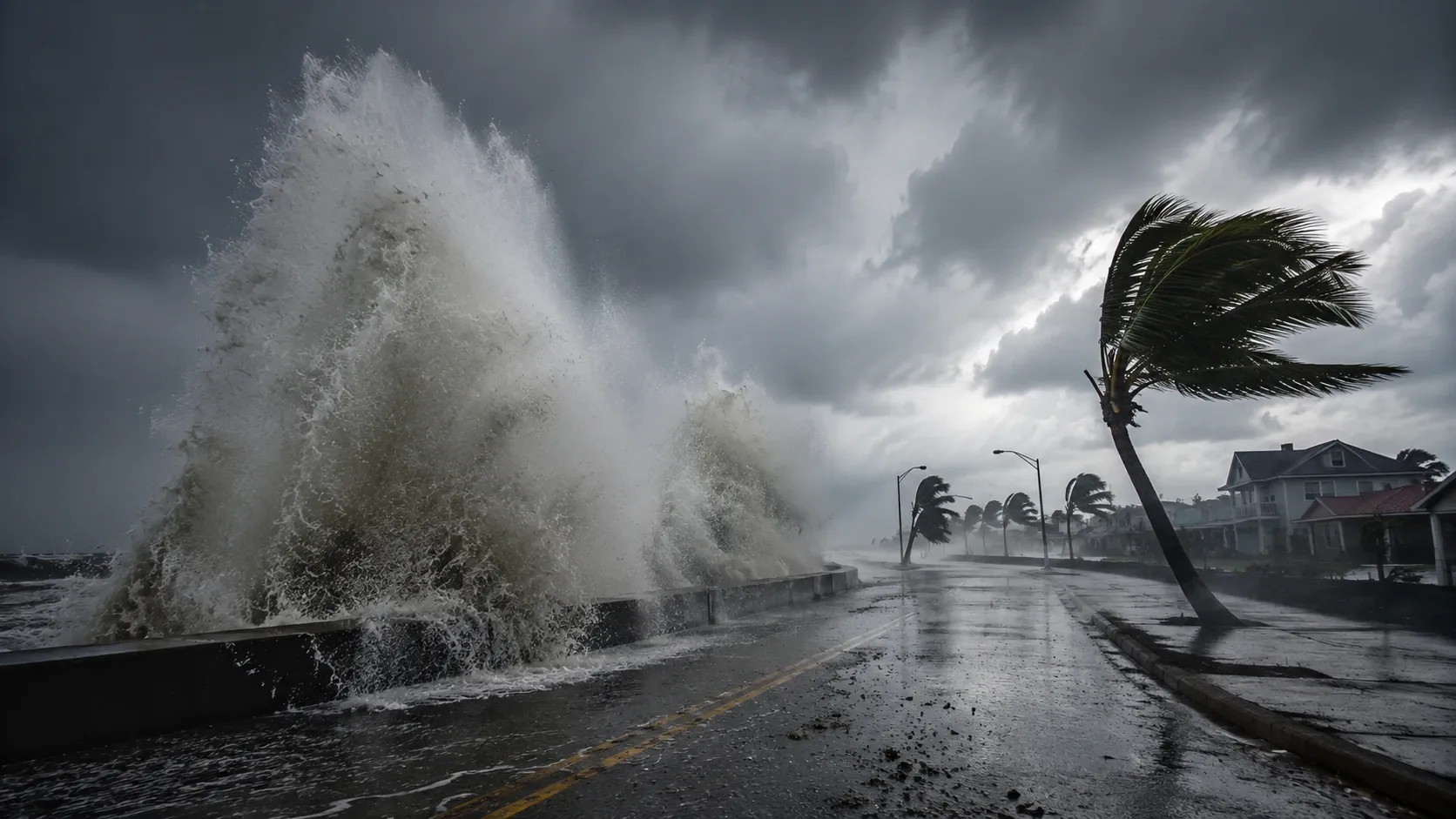 An image of a flood coming onto a city street