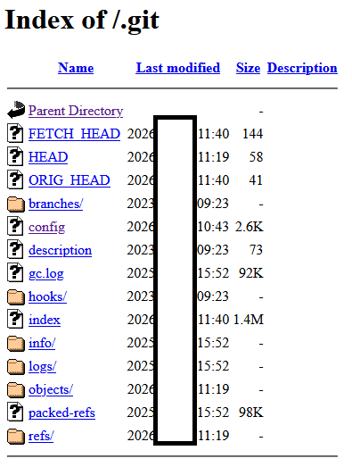 Screenshot example with .git directory exposed