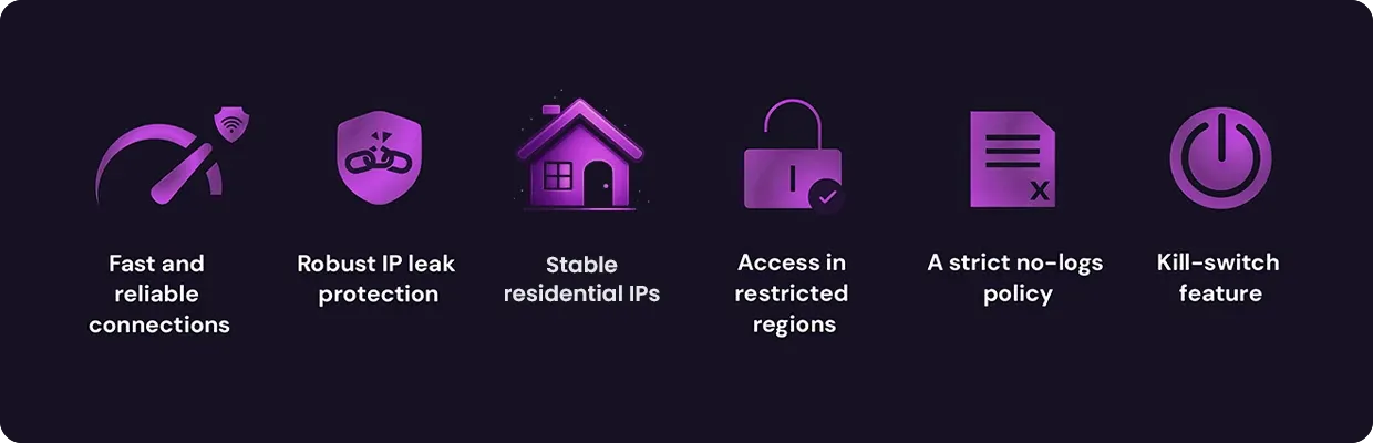 An image showcasing features of a VPN for streaming