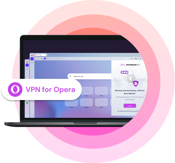 An image of a laptop with an Opera VPN extension downloaded