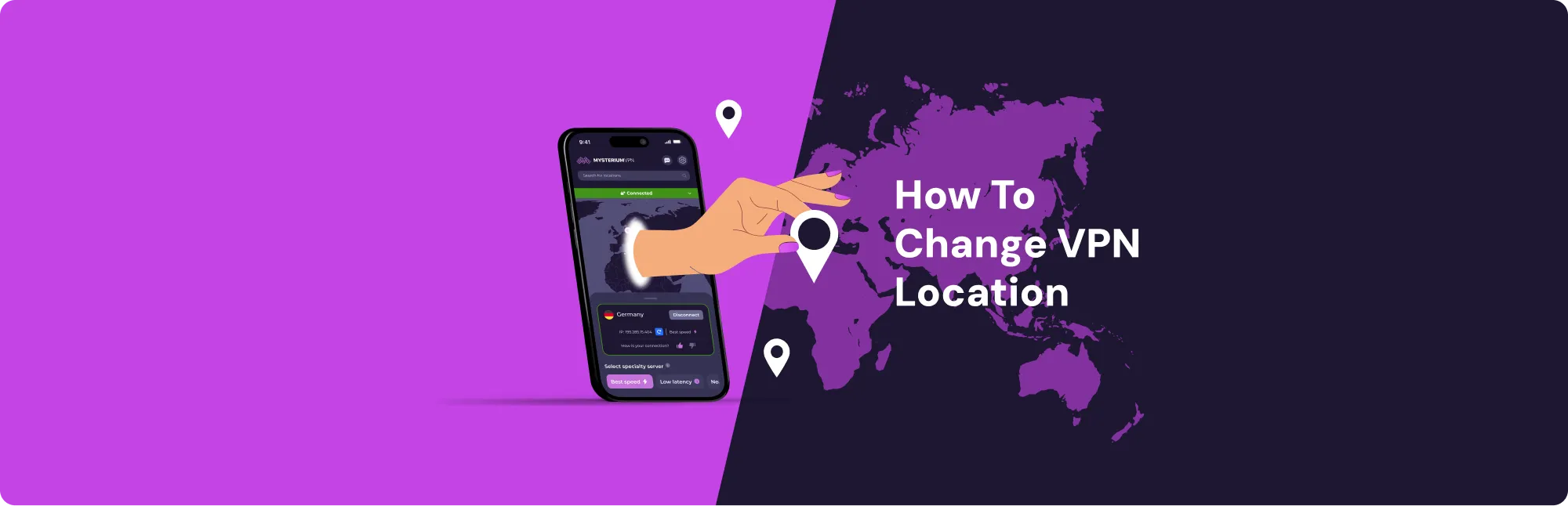 An illustration of a hand picking up a location pin