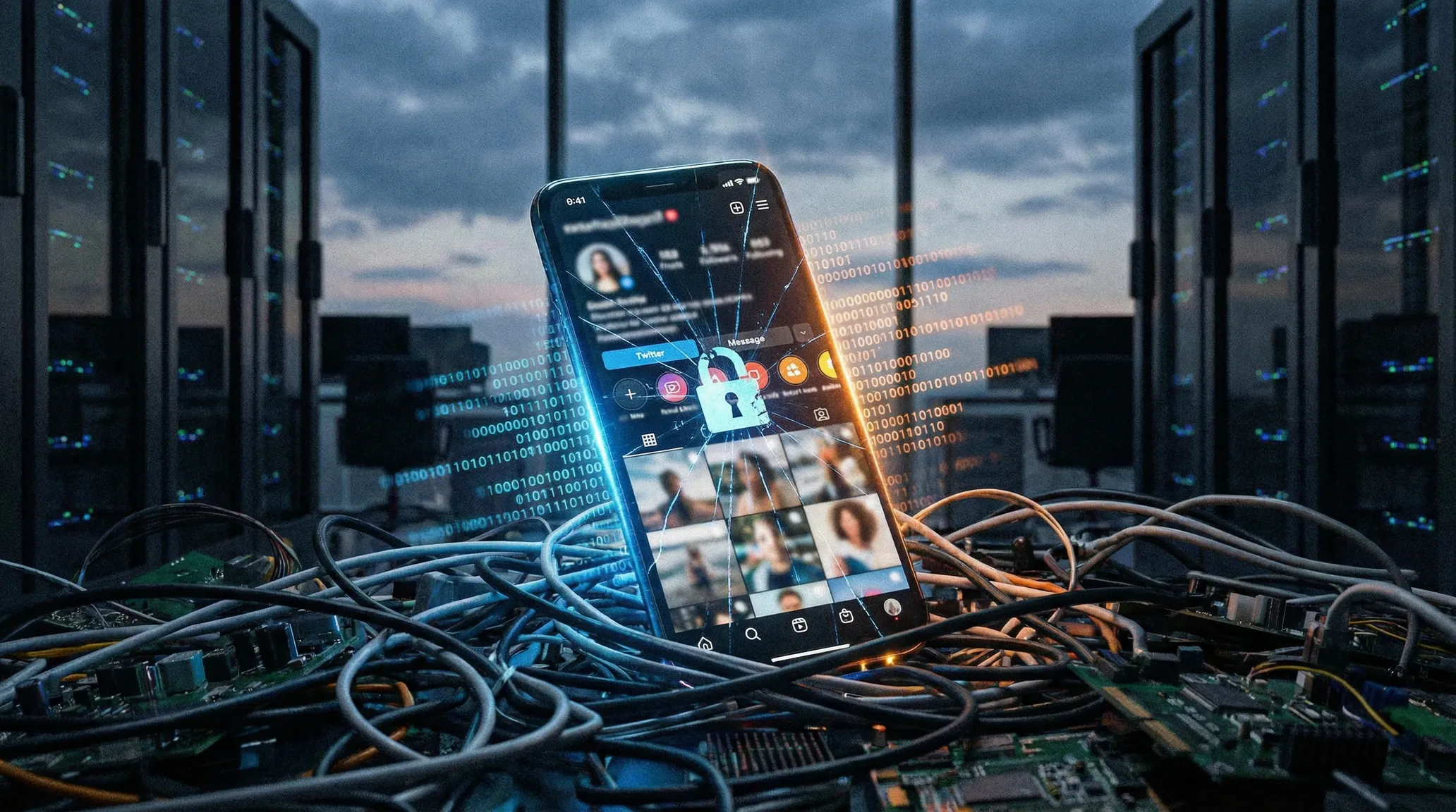 Image of a phone with a bunch of wires coming out of it