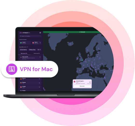 An image of a Mac running the Mysterium VPN desktop app