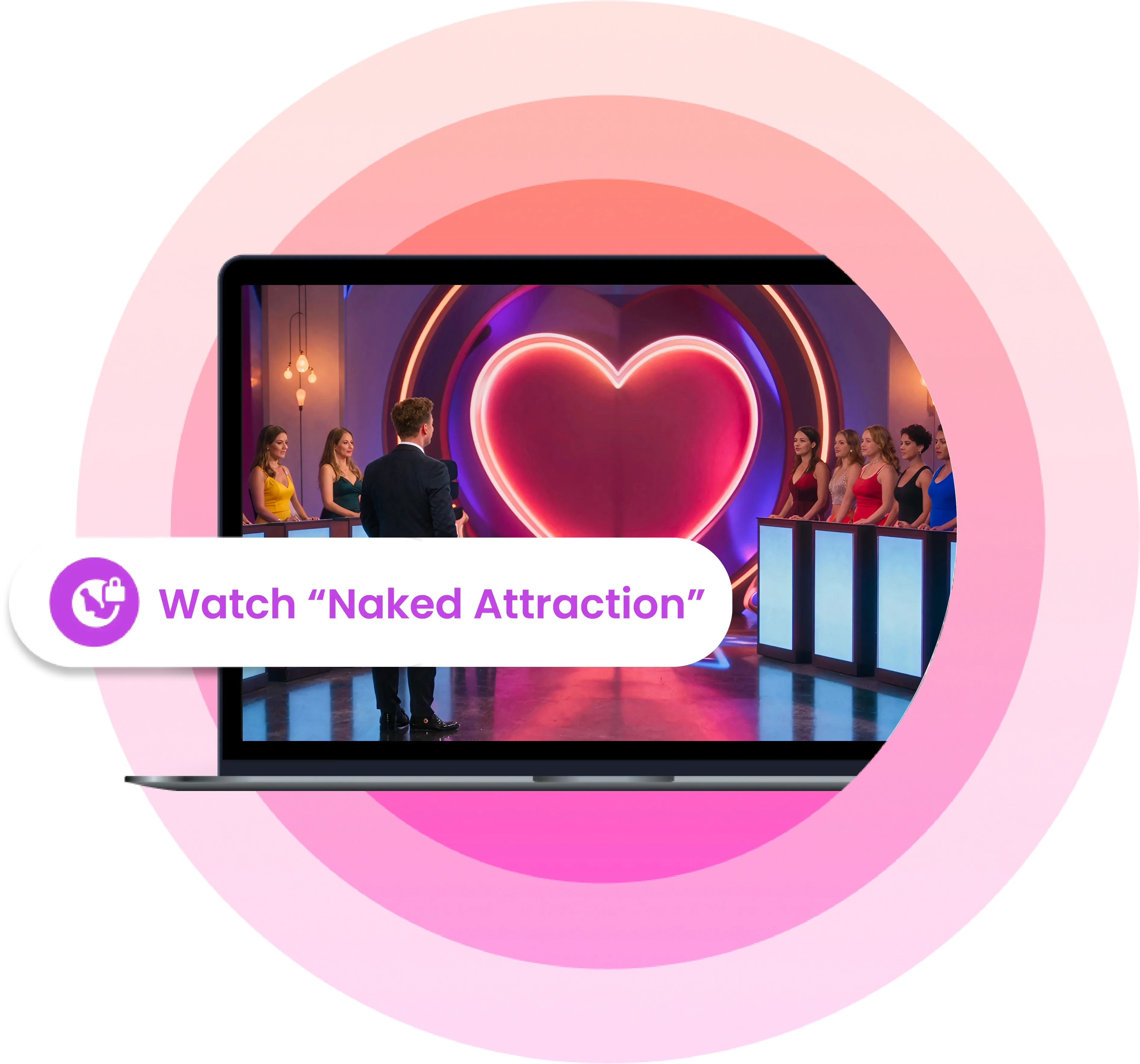 An image of a laptop with a dating show loaded on it