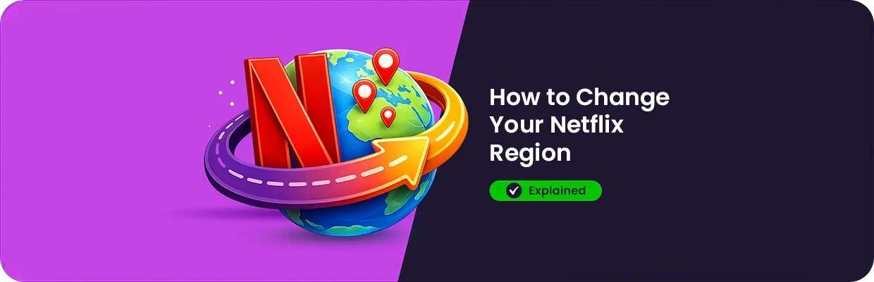 An animation of a globe with the Netflix logo in front of it and an arrow around it
