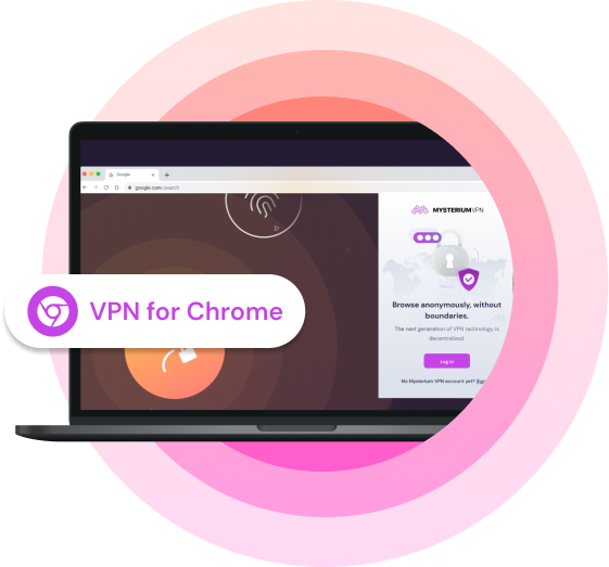 An image of a laptop with a Chrome VPN extension downloaded on it