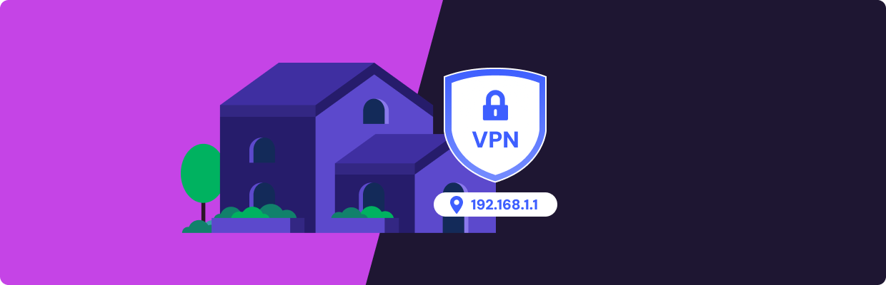 An illustration of a house with its IP address hidden by a VPN