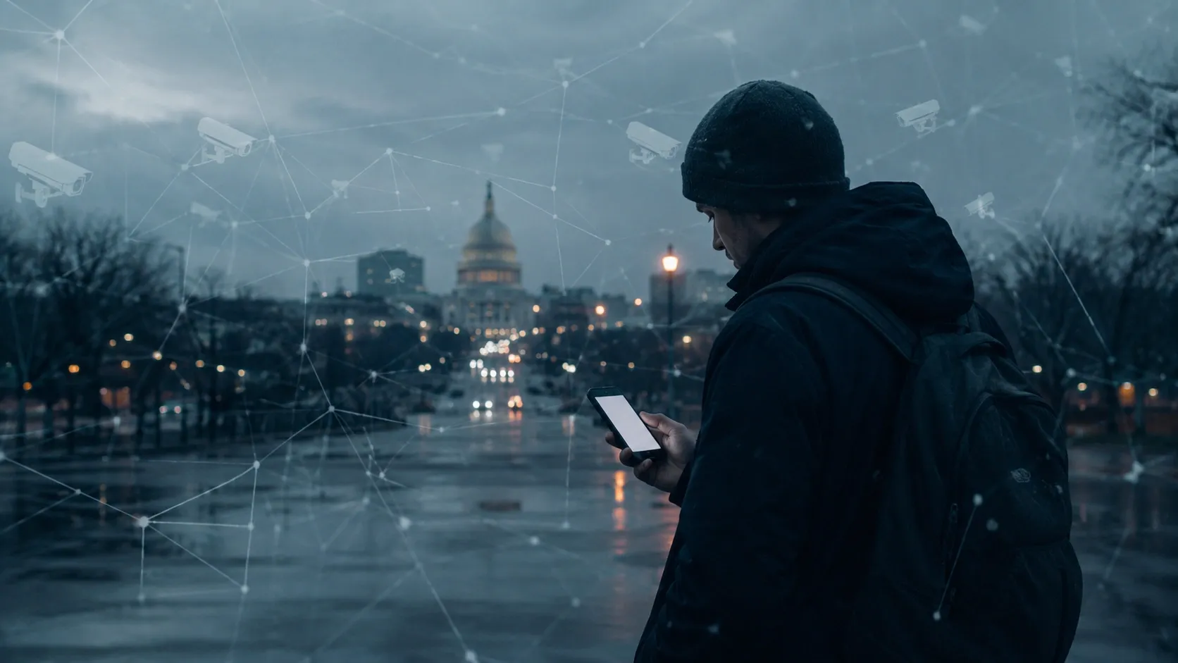 A person in Russia is using their smartphone while being tracked by the state-issued app