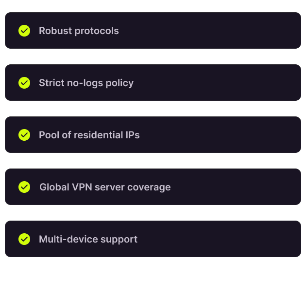An image showing the features of a robust VPN