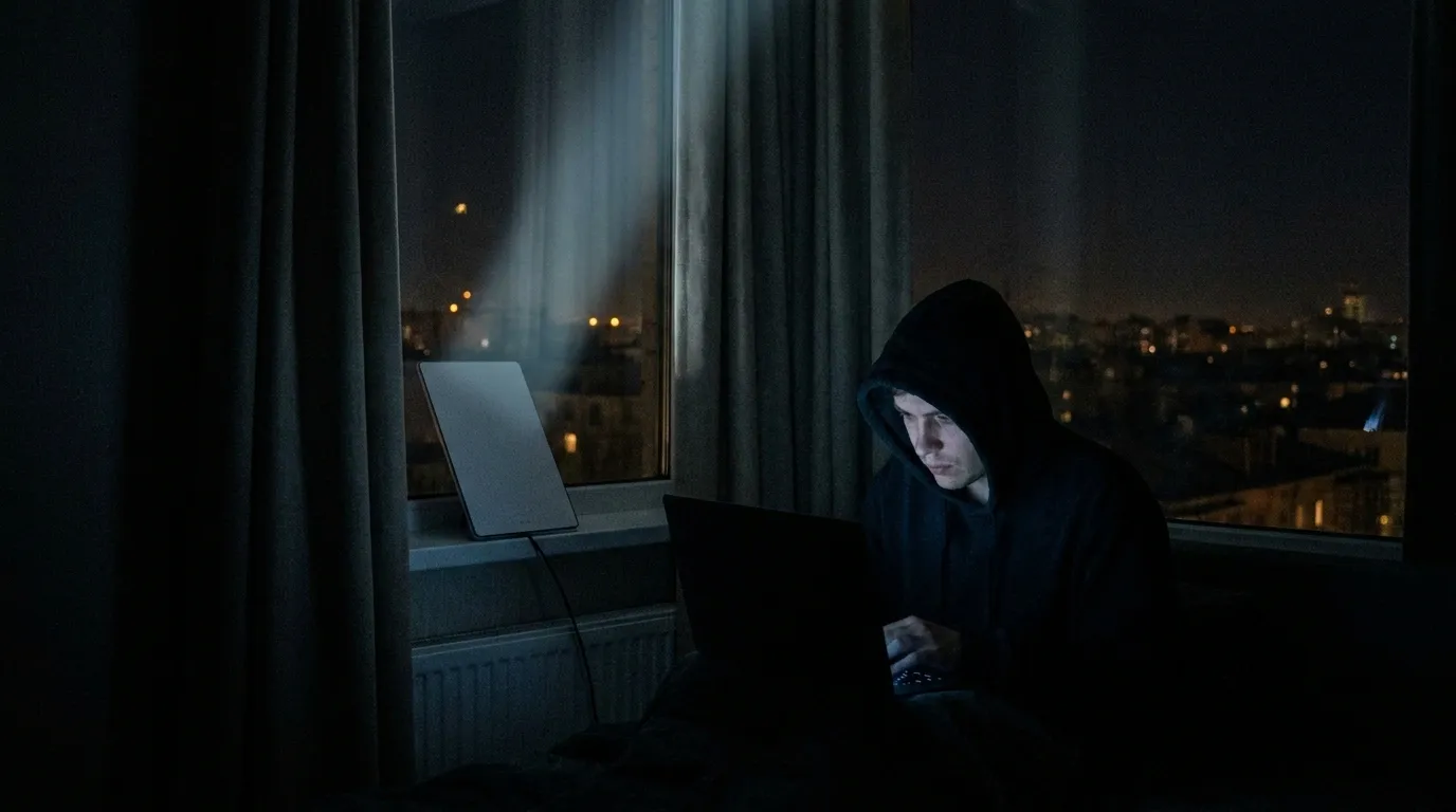 A person in Iran is quietly connected to the internet using illegal smuggled Starlink terminal