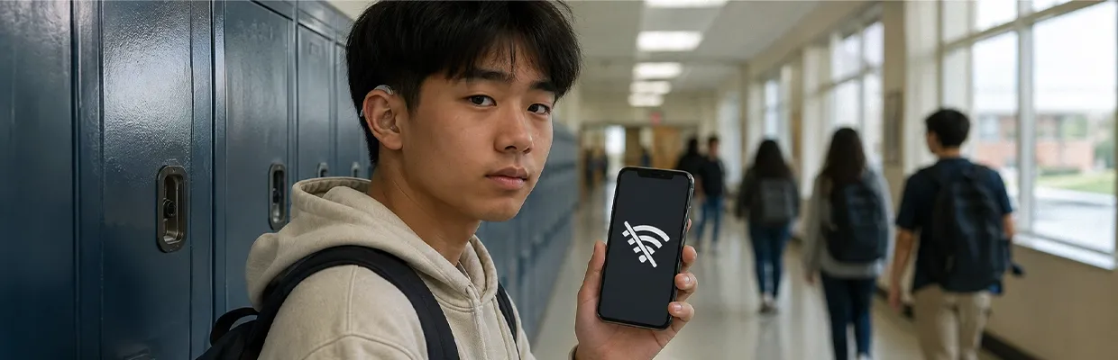 A teeganer can't use his phone because he has no Wi-Fi