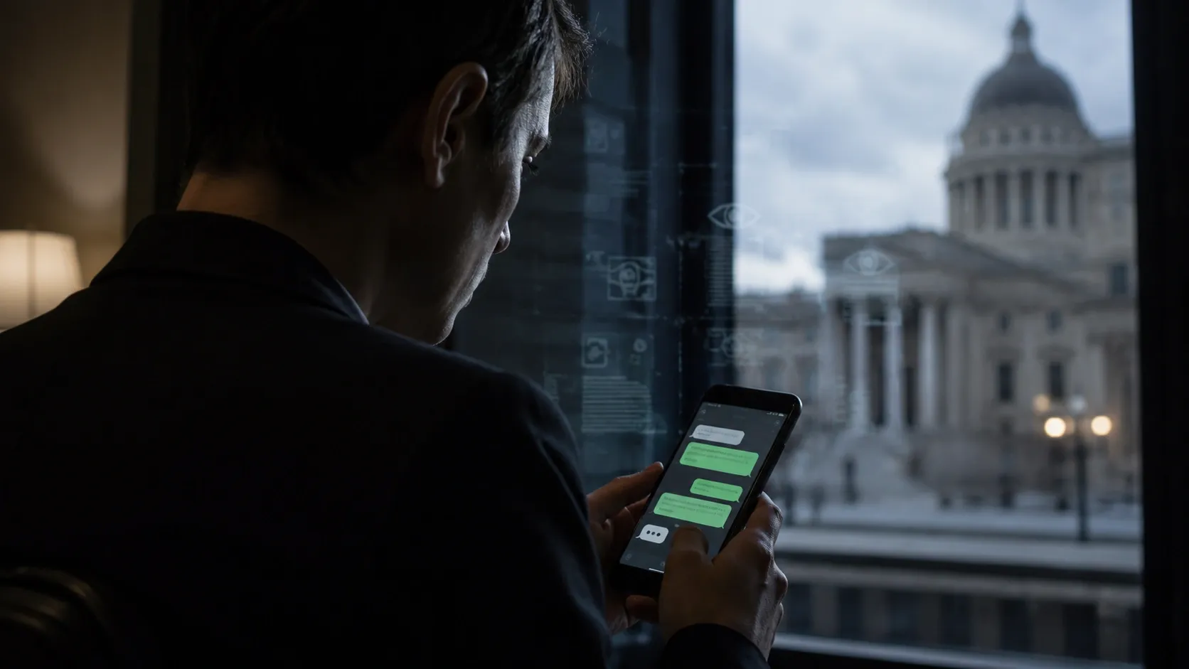 A person is reading messages on their smartphone