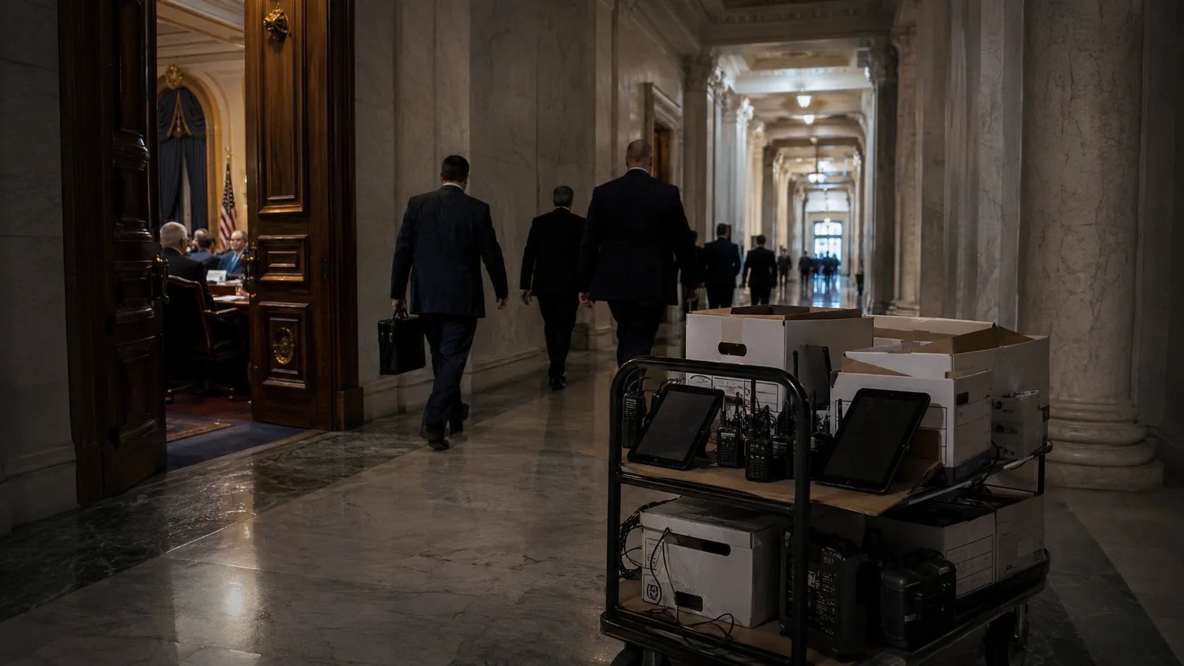 US Congress members leaving the hall after debate