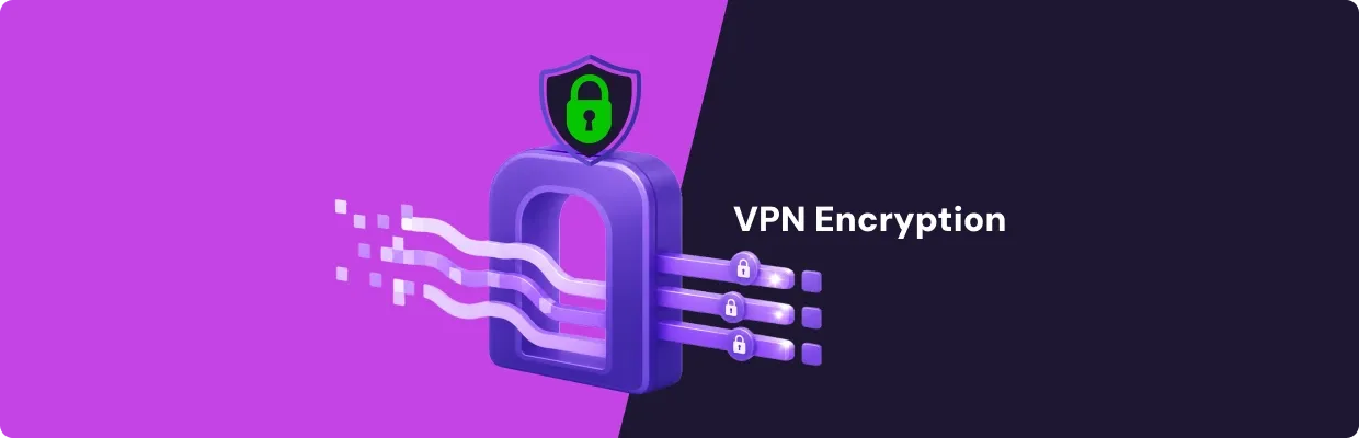 An illustration of encrypted traffic flowing through a VPN