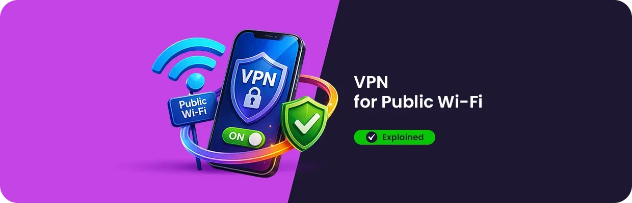 An illustration of a phone with a VPN turned on