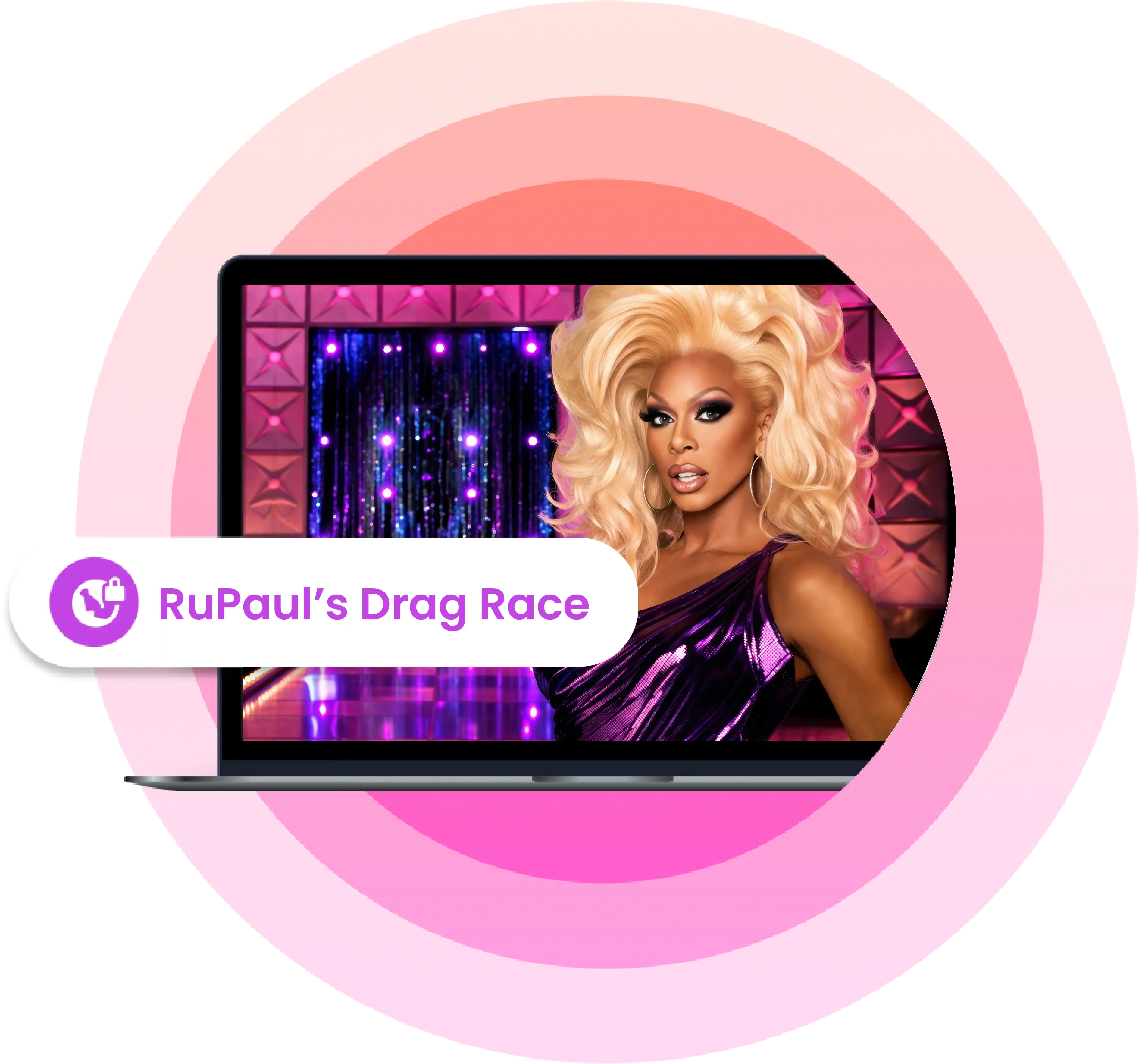 A laptop with RuPaul's drag race streaming on it
