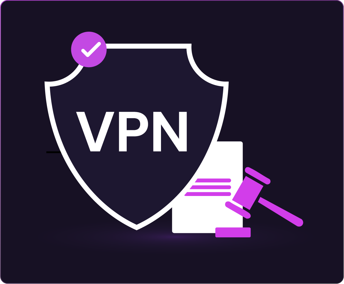VPN and icons representing "legal"