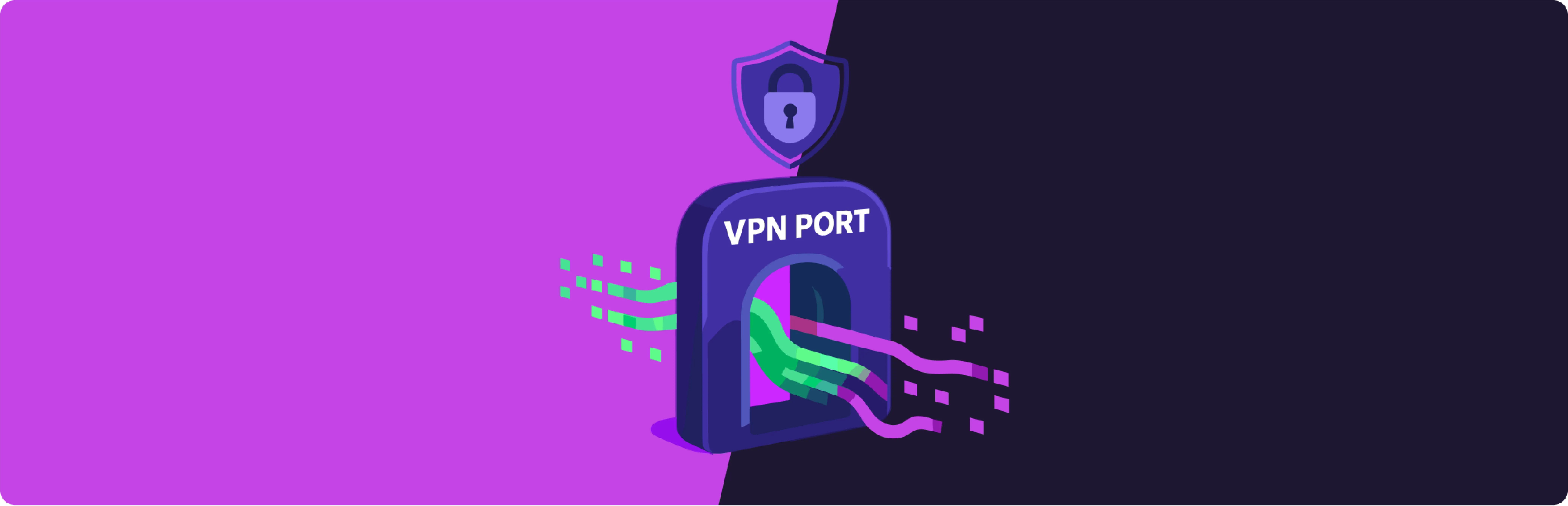 An illustration of a VPN port with traffic flowing through