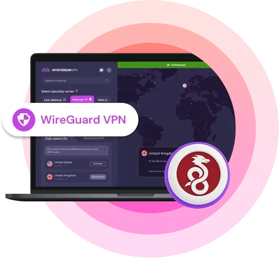 A laptop with Mysterium VPN's logo on it