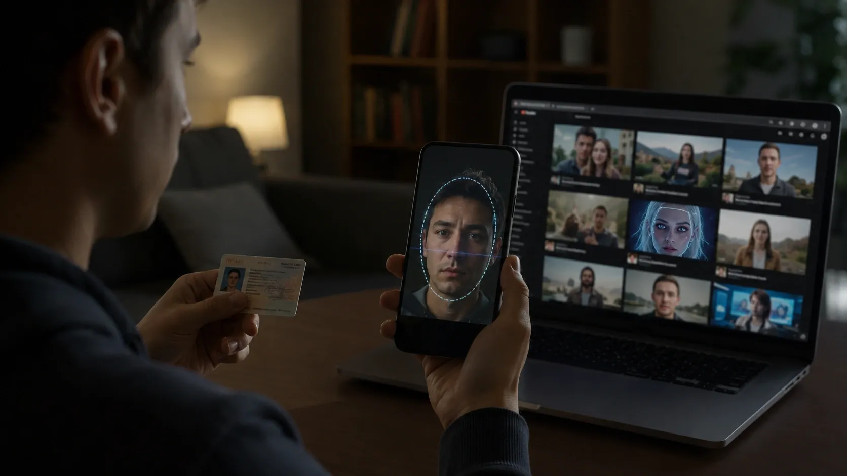A person is uploading their government ID and facial scan to video platform to help combat deepfakes